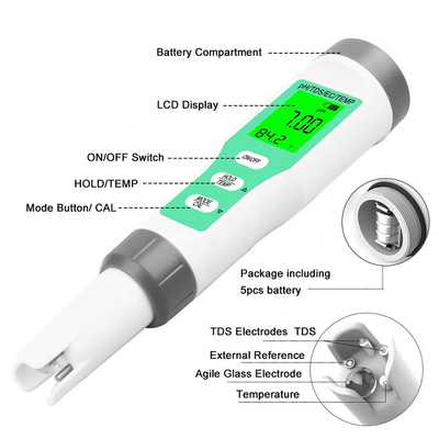 4 в 1 водонепроницаемый тестер для аквариумов и гидропоники pH/TDS/EC/Temp Meters
